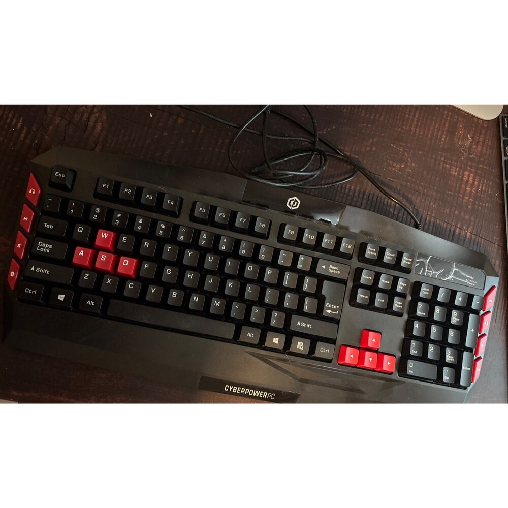 CyberPowerPC Multimedia Gaming Keyboard Wired USB Black/Red